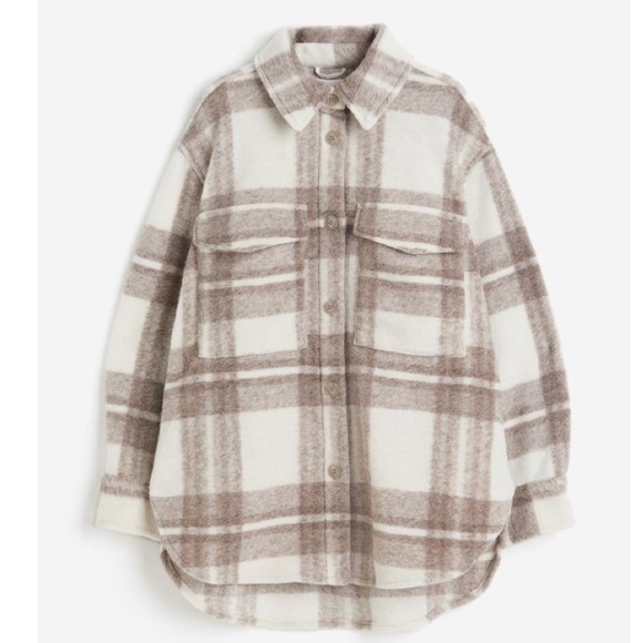 Beige Plaid Oversized Shacket (XS & S) - Picture 4 of 11